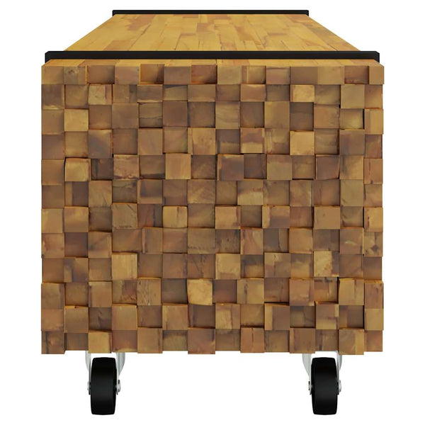 TV-Ständer Braun Teak Massivholz 110 cm
