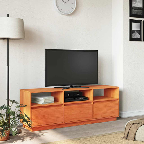 TV-Schrank Wachsbraun Kiefer Massivholz 140 cm