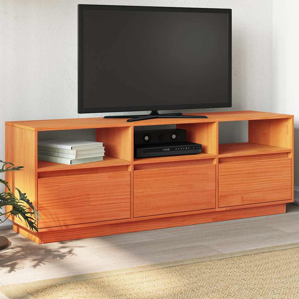 TV-Schrank Wachsbraun Kiefer Massivholz 140 cm