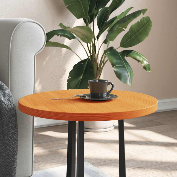 vidaXL Plateau de table rond ciré marron Ø50x2,5 cm Bois de pin massif