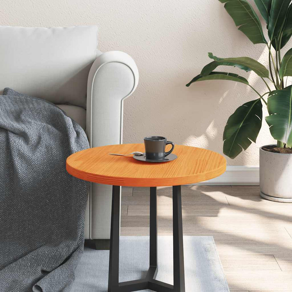 vidaXL Plateau de table rond ciré marron Ø50x2,5 cm Bois de pin massif