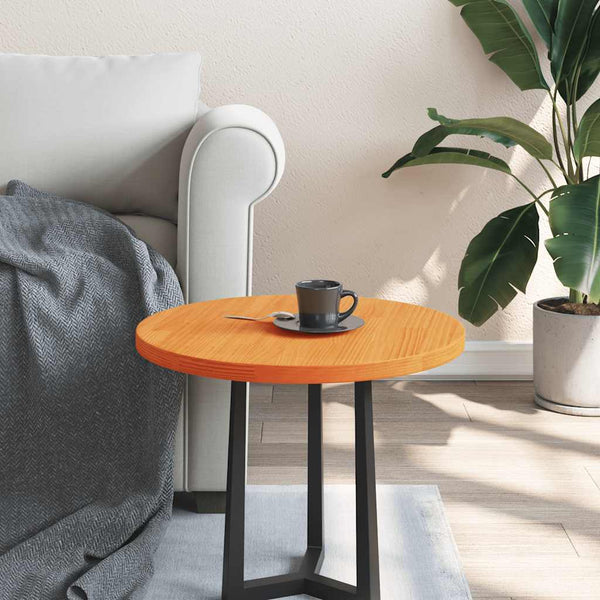 vidaXL Plateau de table rond ciré marron Ø50x2,5 cm Bois de pin massif