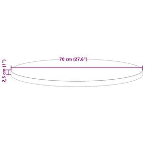 vidaXL Plateau de Table Rond Marron Cire Ø70x2,5 cm Bois Massif de Pin