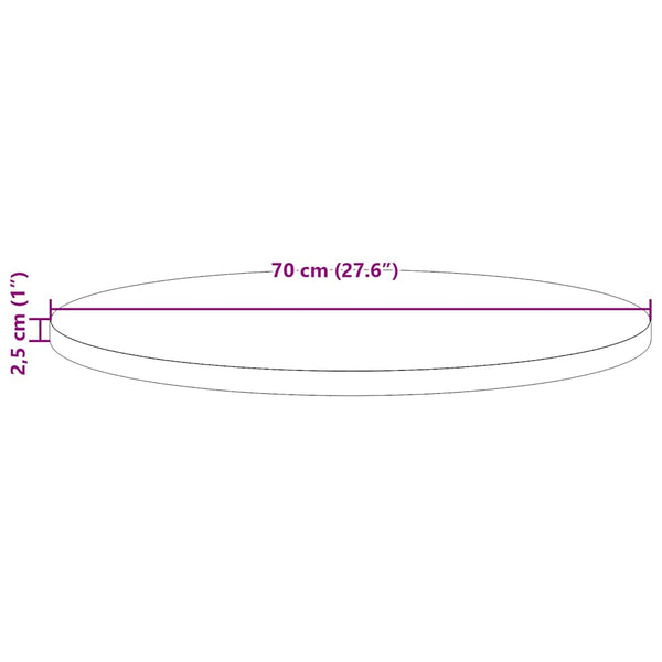 vidaXL Plateau de Table Rond Marron Cire Ø70x2,5 cm Bois Massif de Pin