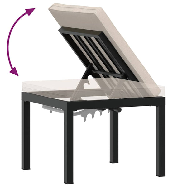 Gartenhocker Schwarz mit Kissen