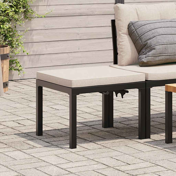 Gartenhocker Schwarz mit Kissen