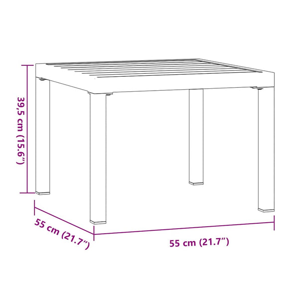 Quadratischer Garten-Couchtisch Stahl 55x55 cm