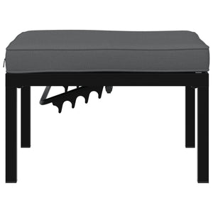 Gartenhocker Schwarz mit Kissen Aluminium