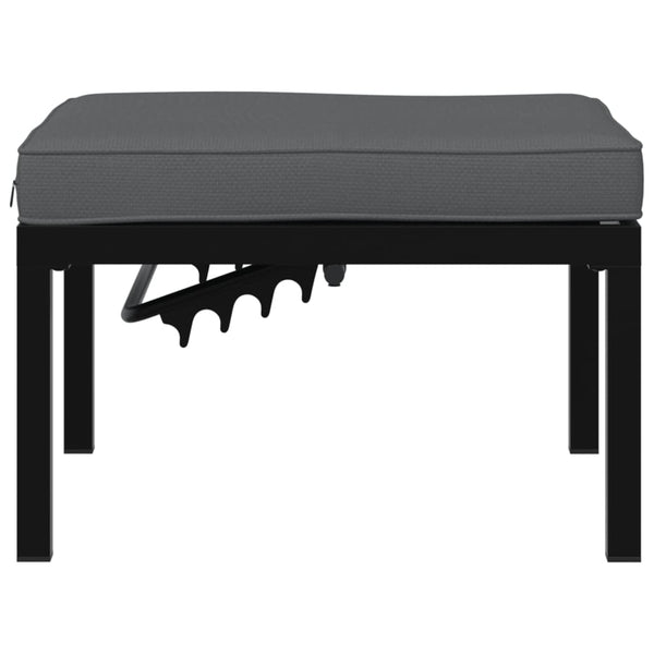 Gartenhocker Schwarz mit Kissen Aluminium
