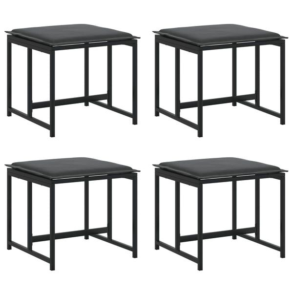 Gartenhocker mit Kissen, 4er Set