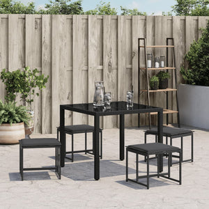 Gartenhocker mit Kissen, 4er Set