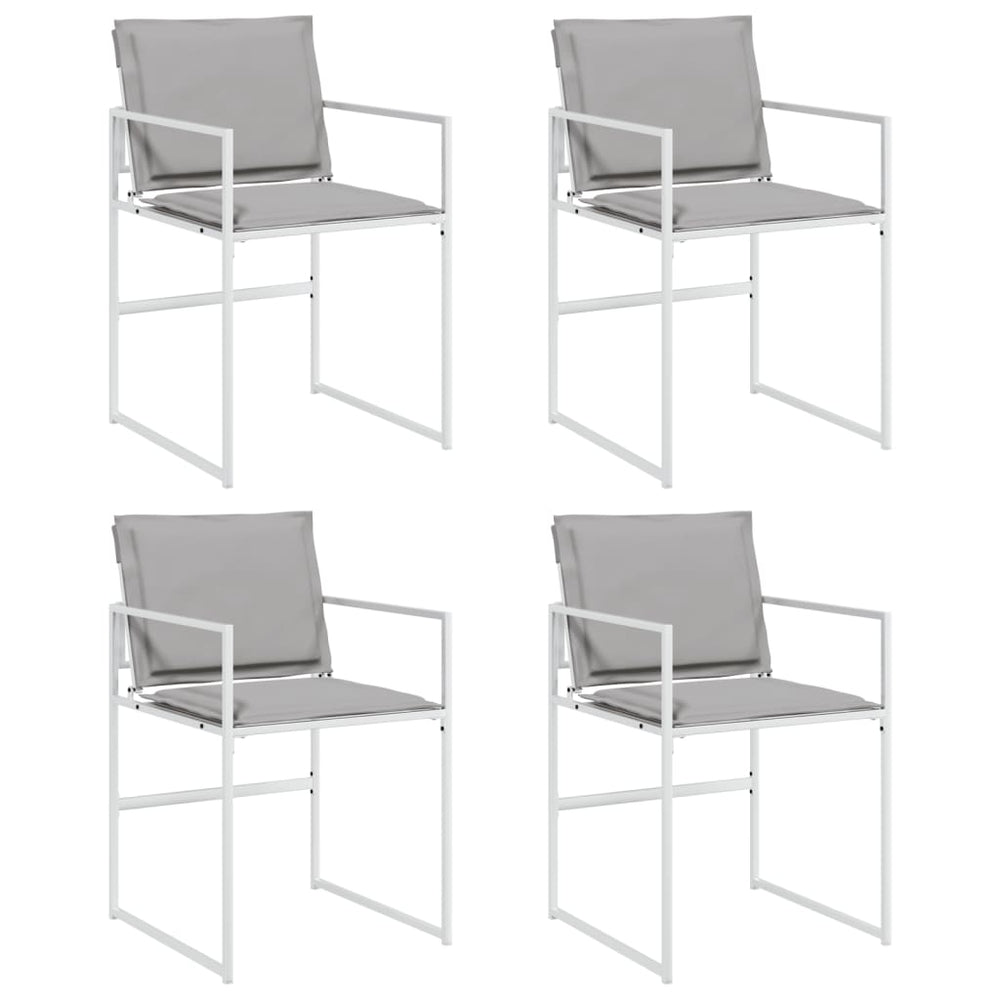 vidaXL Chaises de jardin avec coussins 4 pcs Blanc Acier et textilène