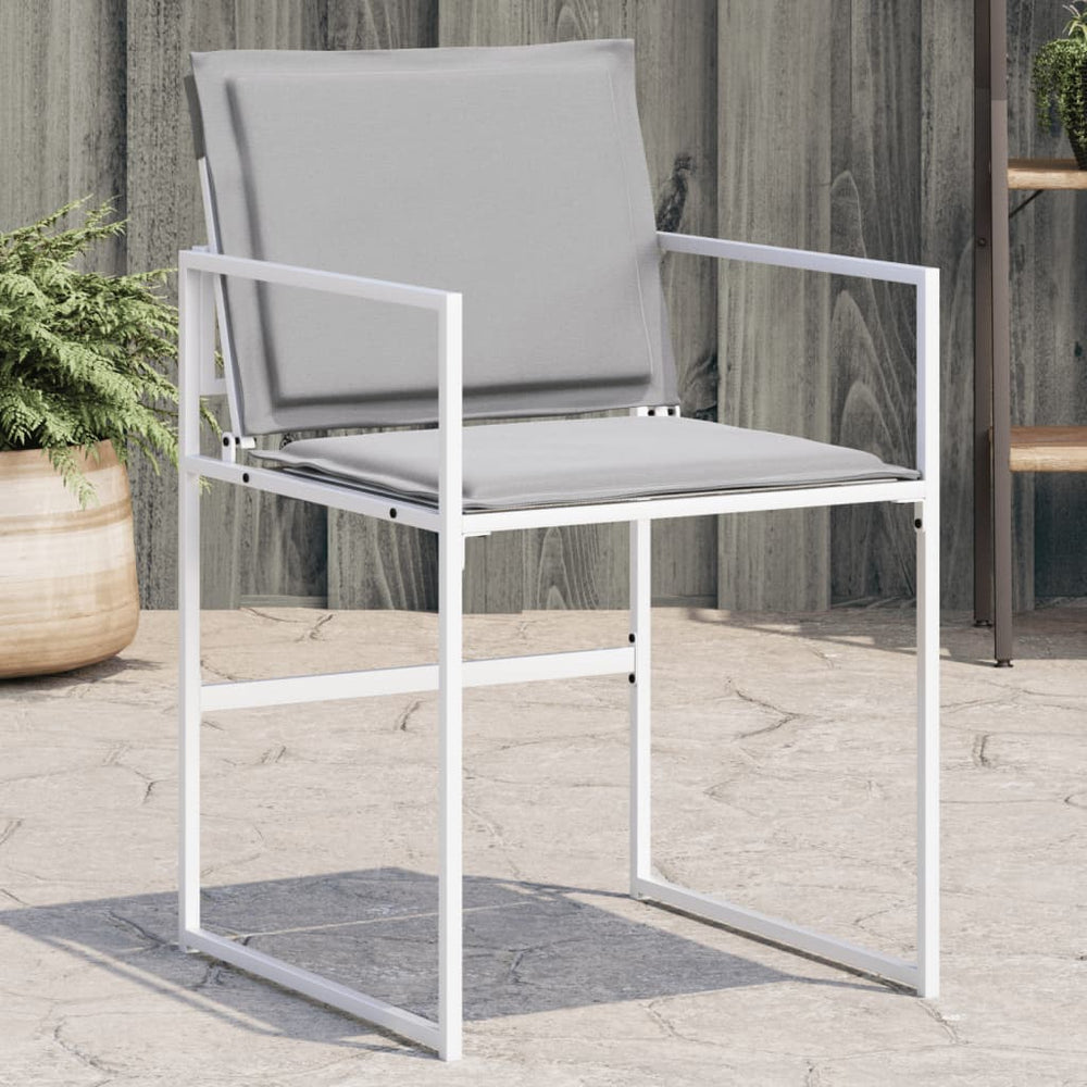 vidaXL Chaises de jardin avec coussins 4 pcs Blanc Acier et textilène