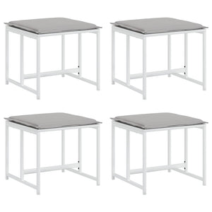 Gartenhocker mit Kissen, 4er Set, Weiß