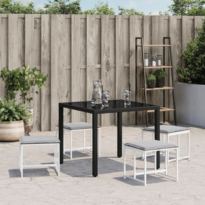 Gartenhocker mit Kissen, 4er Set, Weiß