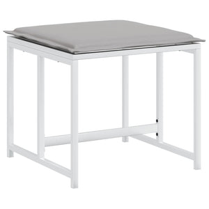 Gartenhocker mit Kissen, 4er Set, Weiß