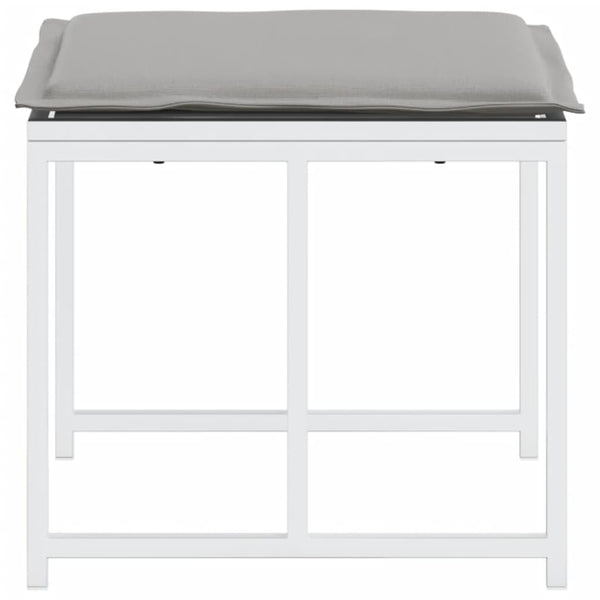 Gartenhocker mit Kissen, 4er Set, Weiß