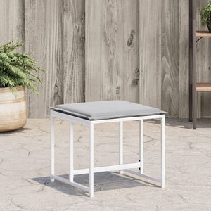 Gartenhocker mit Kissen, 4er Set, Weiß