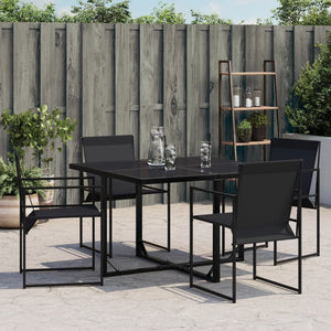 Gartenstühle 4er Set Schwarz Textilene & Stahl