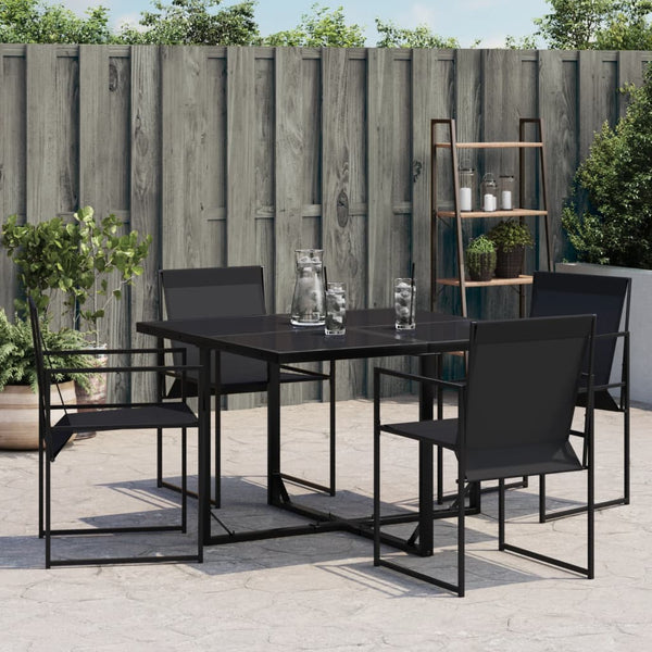 Gartenstühle 4er Set Schwarz Textilene & Stahl