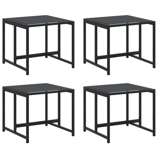 Gartenhocker 4er Set, Schwarz