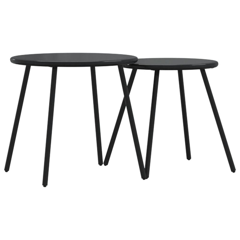 Garten Couchtisch Set, 2er, Schwarz Stahl