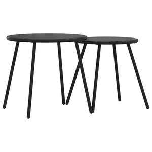 Garten Couchtisch Set, 2er, Schwarz Stahl