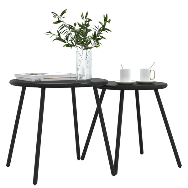 Garten Couchtisch Set, 2er, Schwarz Stahl