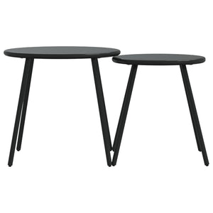 Garten Couchtisch Set, 2er, Schwarz Stahl
