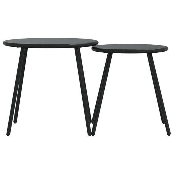 Garten Couchtisch Set, 2er, Schwarz Stahl