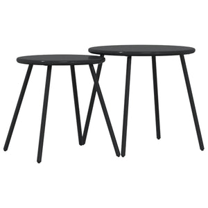 Garten Couchtisch Set, 2er, Schwarz Stahl
