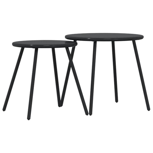 Garten Couchtisch Set, 2er, Schwarz Stahl