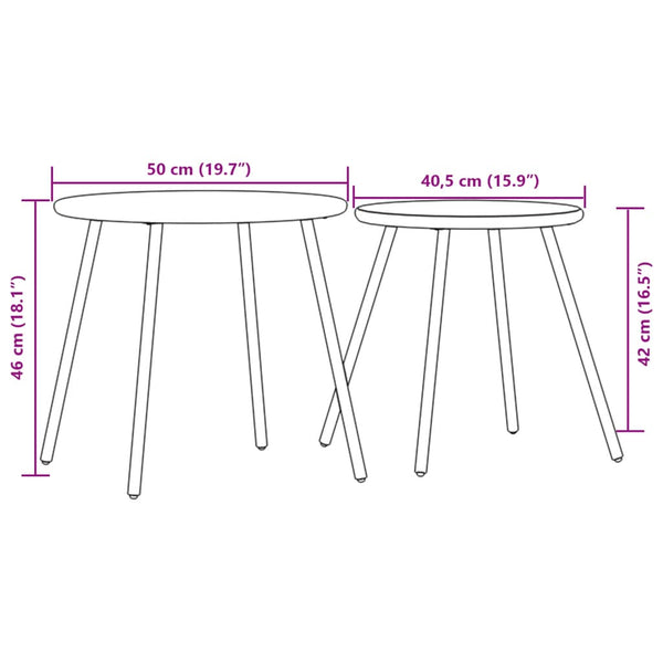 Garten Couchtisch Set, 2er, Schwarz Stahl