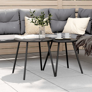 Garten Couchtisch Set, 2er, Schwarz Stahl