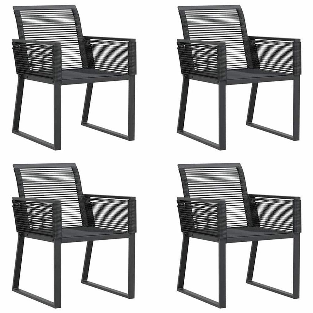 Gartenstühle 4er Set Poly Rattan Schwarz