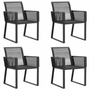Gartenstühle 4er Set Poly Rattan Schwarz