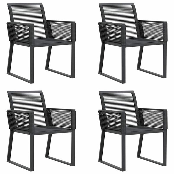 Gartenstühle 4er Set Poly Rattan Schwarz