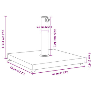 Quadratischer Sonnenschirmständer 18kg für 32/38/48mm Mast