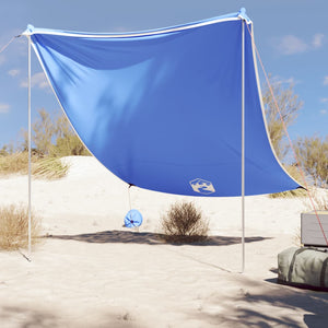 Blaues Strand-Schattenzelt mit Sandsäcken