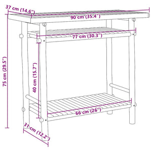 vidaXL Table console 90x37x75 cm bambou