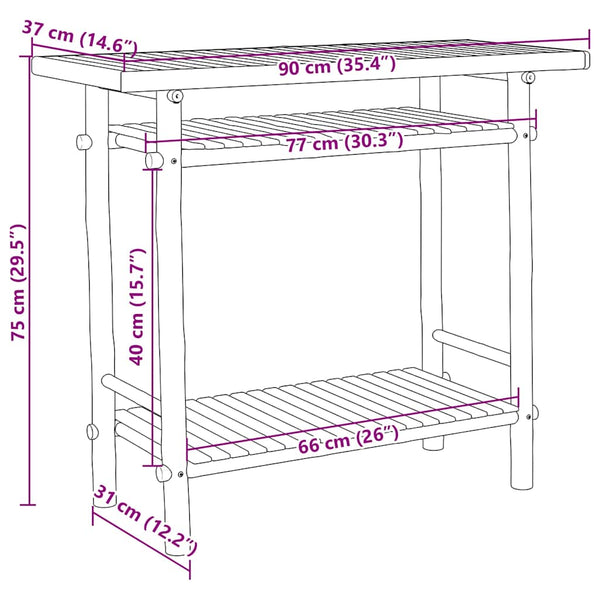 vidaXL Table console 90x37x75 cm bambou