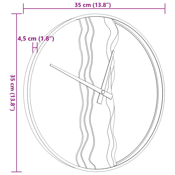 Wanduhr Braun Ø35cm Eisen Eichenholz