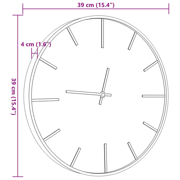 Braune Wanduhr Ø39cm aus Eisen und Holz