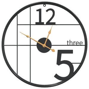 Schwarze Wanduhr Eisen Ø50cm