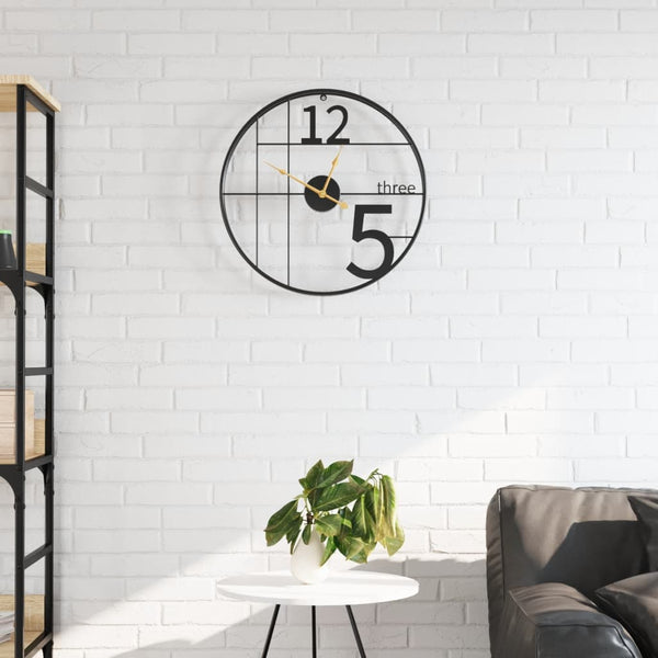 Schwarze Wanduhr Eisen Ø50cm