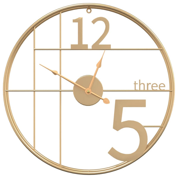 vidaXL Horloge murale dorée Ø 50 cm en fer