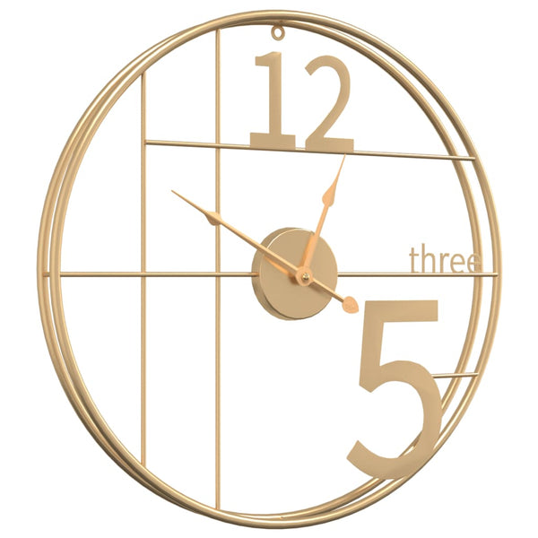 vidaXL Horloge murale dorée Ø 50 cm en fer