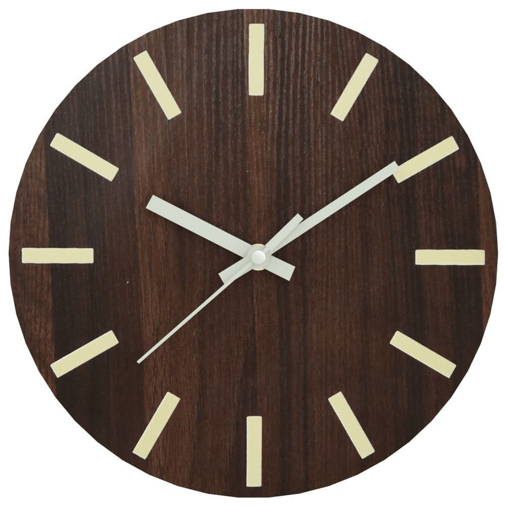 Leuchtende Wanduhr, Braun, Ø30cm