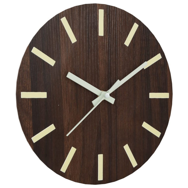 Leuchtende Wanduhr, Braun, Ø30cm