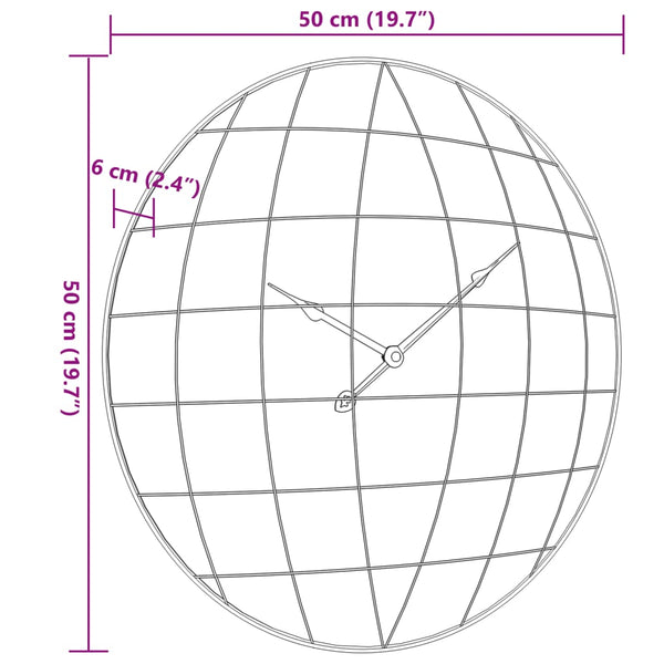 Gelb-Schwarze Wanduhr Ø50cm